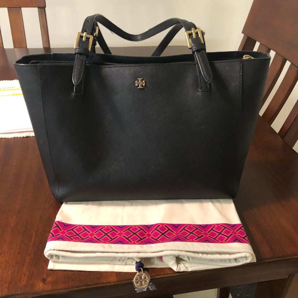 Tory Burch Black Saffiano Leather Small York Tote